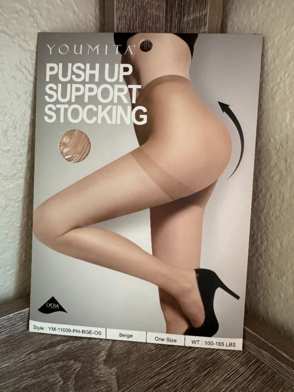 Youmita Push Up Support Stocking Beige One Size Shaping Pantyhose NIB